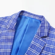 Cloudstyle Men's Slim Fit Smart Casual Plaid Single-Breasted One-Button Notch Lapel Blazer - Spring/Fall Wrinkle-Resistant Regular Length Round Hem