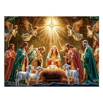 Christmas Nativity Sparkling Canopy Banner, Starry Backdrop for Nativity Displays, Cocktail Hours, and Entryway Decor, Durable Decor That Welcomes Guests with Holiday Cheer,H,1pcs