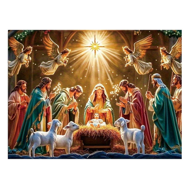 YYV Holiday Canopy Christmas Nativity Star Canopy Decor Banners Starry Canopy Nativity Scene Backdrop Hanging Banner For Manger Display Church School Pageant Holiday Canopy