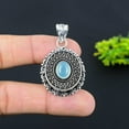 thumbnail image 2 of Natural Aqua Chalcedony Gemstone 925 Sterling Silver Gift Pendant 1.77", 2 of 2