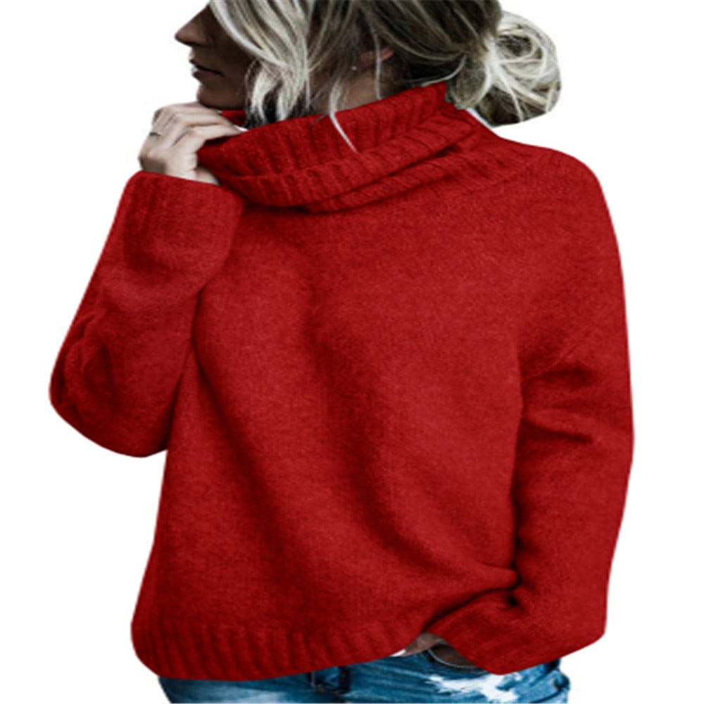 Saodimallsu Womens Winter Turtleneck Long Sleeve Soft Knitted Sweater  Pullover