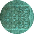 thumbnail image 1 of Ahgly Company Indoor Round Oriental Turquoise Blue Industrial Area Rugs, 6' Round, 1 of 4
