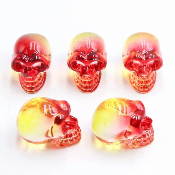 HOOUN 5pcs Red Yellow Multicolor Skull Crystal Ornaments Halloween Charak Reiki