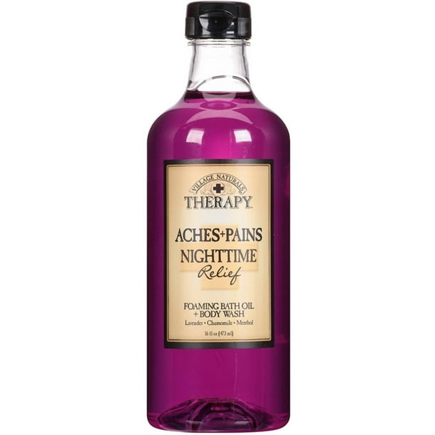 Village Naturals Aches & Pains Nighttime Relief Foaming Bath Oil + Body