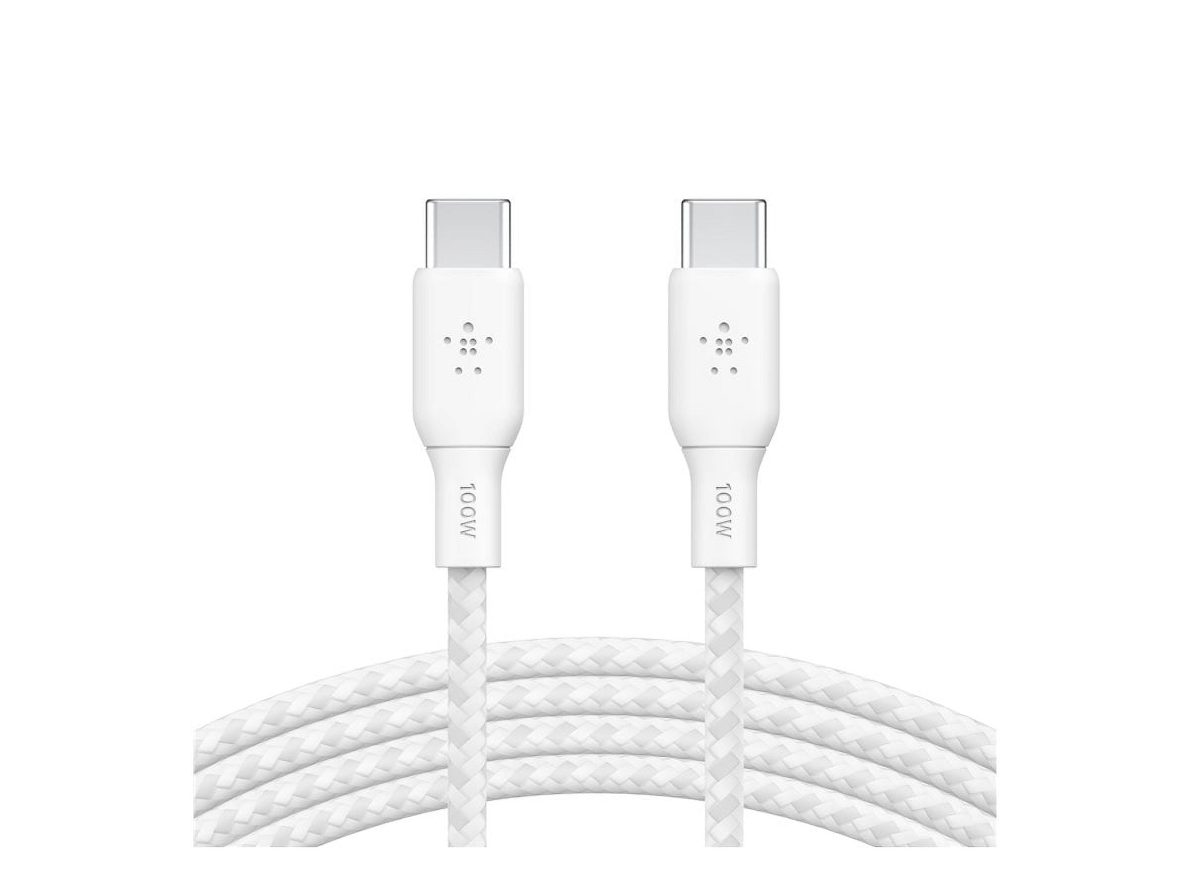 Belkin BoostCharge USB-C to USB-C Cable 2-Pack, 6.6ft, 100W PD – Fast Charging for iPhone 16, MacBook, Galaxy S25, Pixel, Nintendo Switch 2 – White