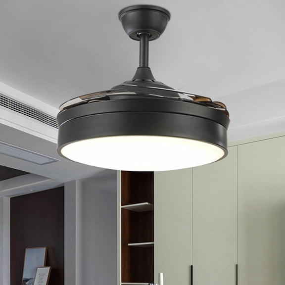 42" Retractable Blades LED Ceiling Fan Light Lamp Chandelier with Remote Control for Living Room, Kitchen, Bedroom, Dining Room, Dinner Room