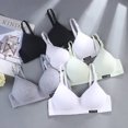 thumbnail image 3 of Ropa interior cómoda sin costuras de algodón puro para niñas, período de desarrollo, estudiante de secundaria, pecho pequeño, sujetador push up inalámbrico, fino, 3 of 6