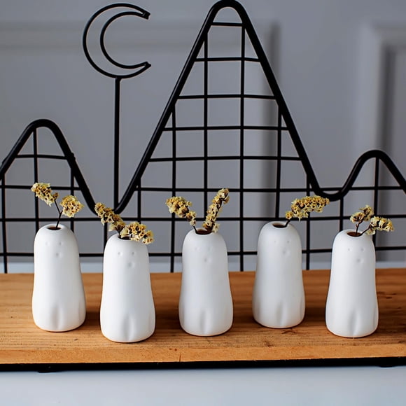 Set de 5 pequeños jarrones MOUGIGI Ghost de cerámica para decoración de Halloween