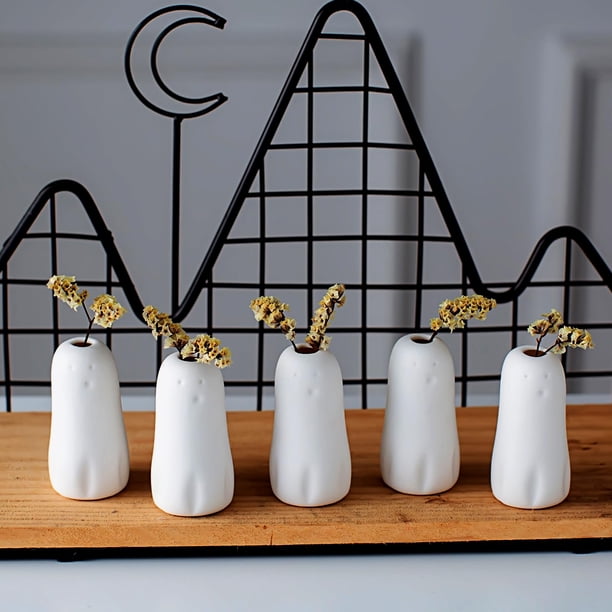Set de 5 pequeños jarrones MOUGIGI Ghost de cerámica para decoración de Halloween