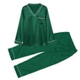 thumbnail image 2 of Matching Christmas Pajamas for Family Silk Christmas Pajamas Long Sleeve Pullover Festival Party Sleepwear Top and Pajamas Pants New Year Loungewear for Couple, 2 of 5