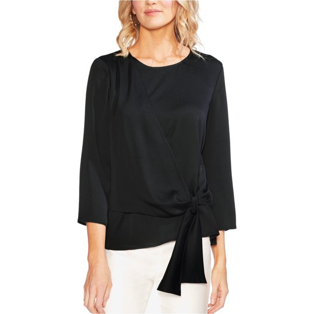Vince Camuto Blusa con lazo para mujer, negro, extragrande Vince Camuto Envolver