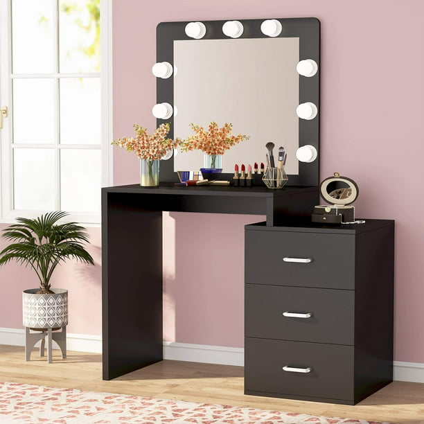Tribesigns Makeup Vanity Table with Lighted Mirror, Large Vanity Desk