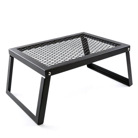 cyrico Folding Campfire Grill, 16" Portable Campfire Grill Grate, Heavy Duty Steel Mesh Camping Cooking Grate with Legs, Over Fire Camp Grill for Outdoor Cooking Backpacking Hiking Picnics