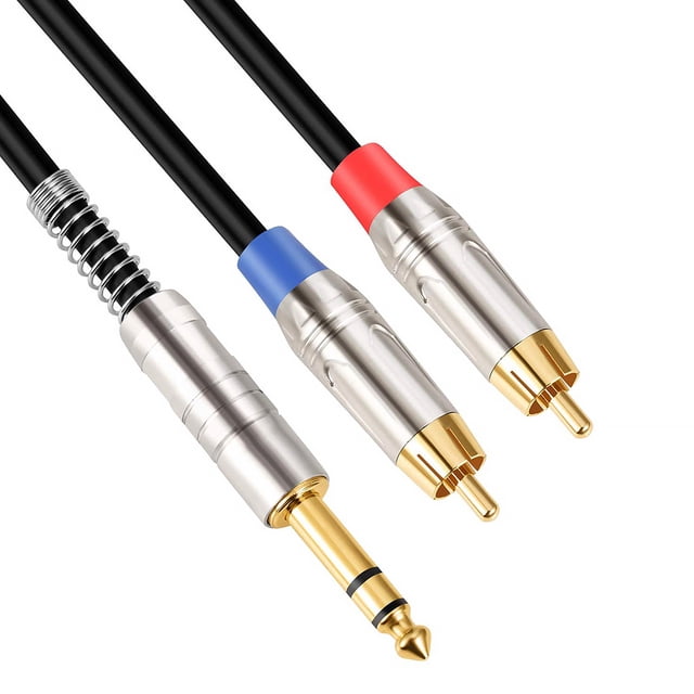 Sidaley Adaptador de Cable de Audio TRS a Dual RCA de 6,35mm, sistema de cine, conector mezclador de estudio, interconector HiFi, líneas de Cables de audio/vídeo 1.8 m