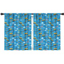 Blackout Kids Curtains,Cartoon Construction Vehicles Clouds Blue Pattern Childrens Insulated Curtains Set Of 2,Bedroom Essentials,Toddler Room Decor 42"x54"