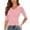 Pink, variant on GigrtiJin Women's Short Sleeve T Shirts Casual Slimming V Neck Basic T Shirts Womens Solid Color Pull On Cropped Going Out Tees