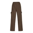 thumbnail image 4 of QSAWXQZ Men's Corduroy Cargo Pants Solid Button Straight Leg Pants with Pockets for Hiking Brown M, 4 of 8