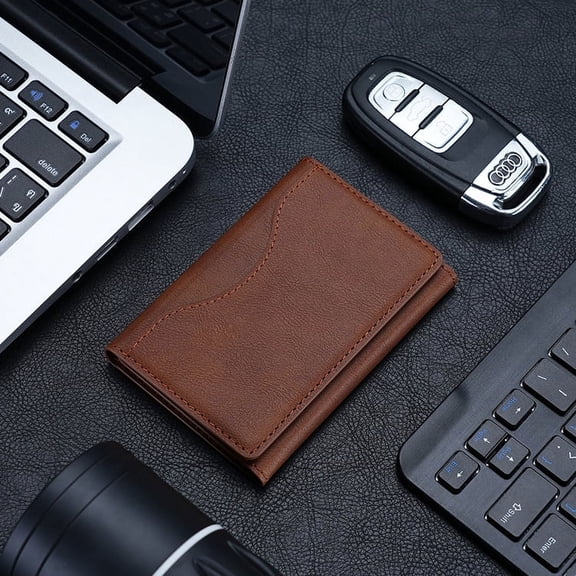 Wallet Stand Leather Magnetic Card Holder for iPhone 16 15 14 13 12 11 Pro Max Plus Three-fold Stand Phone Magnet Holder Bracket-Brown