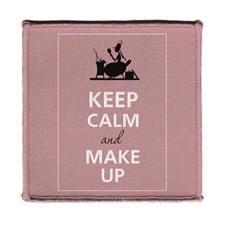 Beautiful Iron - Keep Calm AND MAKE UP WOMAN FACE BEAUTIFUL - Iron on 4x4 inch Embroidered Edge Patch Applique