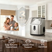 Goosiay 33lb Nugget Ice Maker Portable Countertop, Pebble Crushed Soft Chewable Ice Maker Machine, Stainless Steel