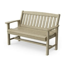 Wildridge Classic Mission Bench, Weathered Wood - Outdoor Weather Resistant Poly Lumber Bench for Patio, Deck, Garden