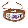 thumbnail image 1 of Flower Purple Orchid Bracelet Wristband Leather Jewelry Ornament, 1 of 3