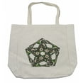 thumbnail image 1 of Pentacle Shopping Bag, Halloween Themed Pentagram with Skeleton Bones and Dog-rose Flowers, Eco-Friendly Reusable Bag for Groceries Beach and More, 15.5" X 14.5", Cream, by Ambesonne, 1 of 2