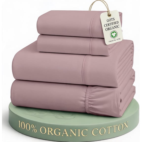 Queen Sheet Set 100% Organic Cotton Percale Lilac