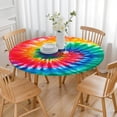 thumbnail image 3 of Colorful Tie Dye Pattern Round Fitted Tablecloth with Elastic Edge,Dining Table Cover Waterproof,Outdoor Round Tablecloth for Camping,Dining,Indoor and Outdoor, 3 of 7