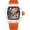 Orange, variant on Men’s Fashion Colorful Smiley Face Watch – Trendy Creative Big Face Tonneau Men Wristwatch with Silicone Strap, Unique Cool Luminous Design Gift Watch