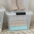thumbnail image 3 of IRIS USA Bacs de Rangement en Plastique Empilables de 30,3 L (32 US QT) avec Couvercles et Loquets à Boucles, Lot de 4 - Transparents, Contenants avec Couvercles et Loquets, Bacs/tubs/boîtes Durables Emboîtables pour Garde-Robe/garage fo, 3 of 6