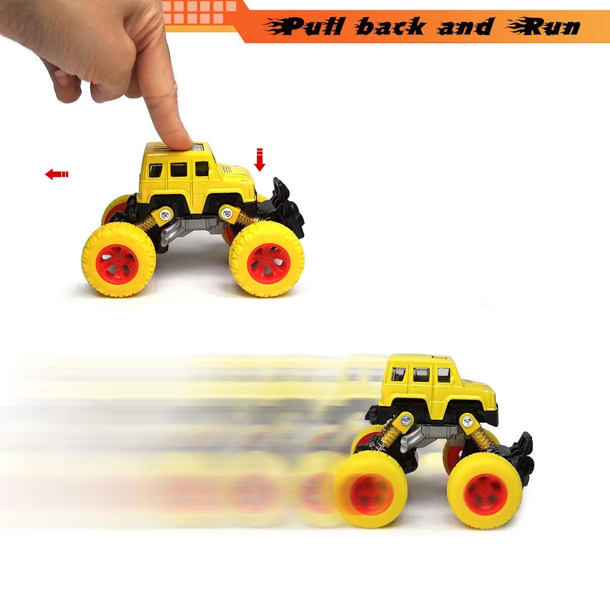 Epoch Air Pull Back Car Toys,Friction Powered Cars Boy Toys Vehicles Include 2 Motocycles with Fun Lights & Sounds for Children Kids Boys Girls 