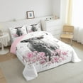 thumbnail image 3 of Manfei Highland Cow 2pcs Bedding Comforter Set,Floral Butterfly Twin Comforter Sets,Pink Grey Breathable Bedding Set,Super Cozy Flower Room Decor,Reversible, 3 of 8