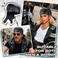 thumbnail image 2 of PU Leather Biker Skull Cap Classic Fashion Leather Biker Hat, Gothic Leather Bandana Unisex Motorcycle Cap, Fits 18-23inch, 2 of 8