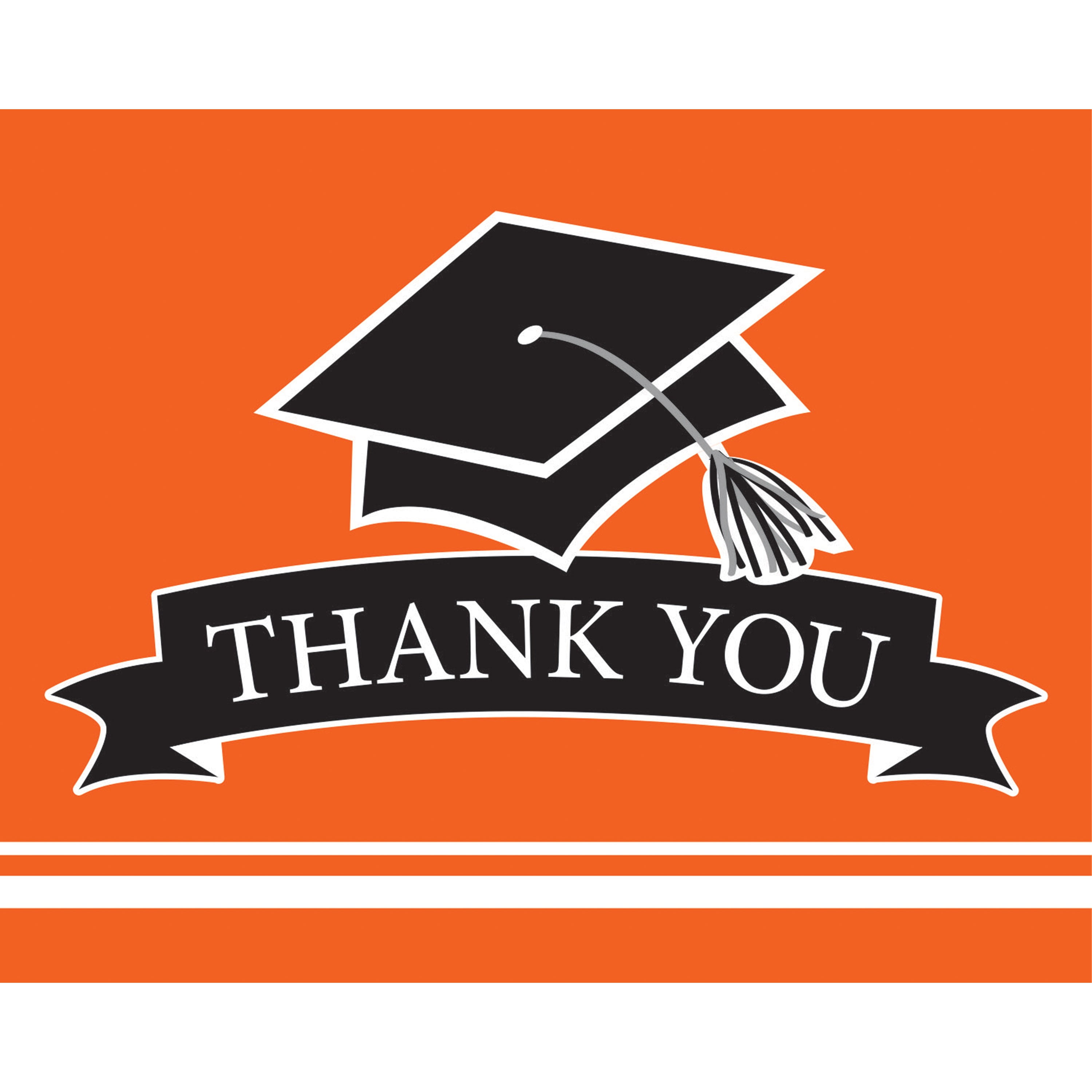 School Spirit Orange 5" x 4" Thank You Note,Pack of 25