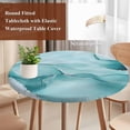 thumbnail image 3 of Teal Blue Marble Round Tablecloth 45-54 Inch Round Fitted Table Cloth with Elastic Edge, Marble Crack Lines Modern Art Waterproof Table Cover Protector for Outdoor Picnic Party Dining, 3 of 6