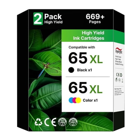 65XL Ink Cartridges Work with Envy 5055 5052 5058 DeskJet 3755 2655 3752 3720 3722 3723