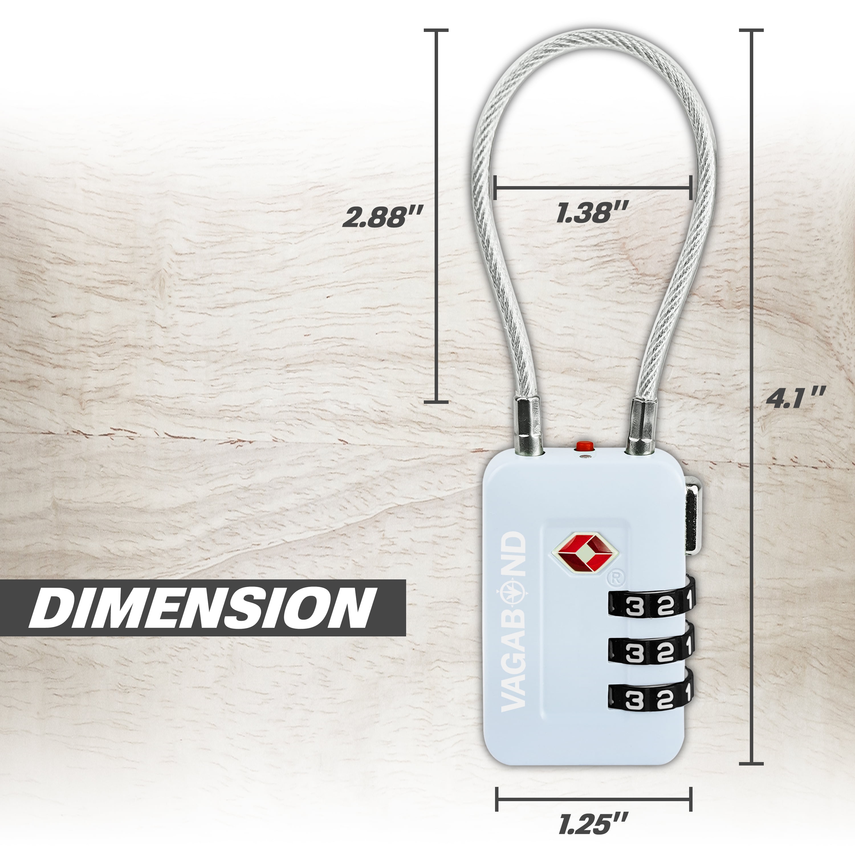 VAGABOND TSA Accepted Luggage Travel Lock 3 Digit Combination Keyless Resettable Suitcase Steel Cable Lock with Zinc Alloy Body Blue 2 Pack