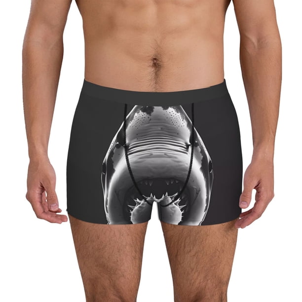 Fotbe Black And White Shark Calzoncillos Tipo Boxer con Bolsa de Soporte Total para Hombre, X-Temp Fresco, Transpirable y de Secado Rápido-Large
