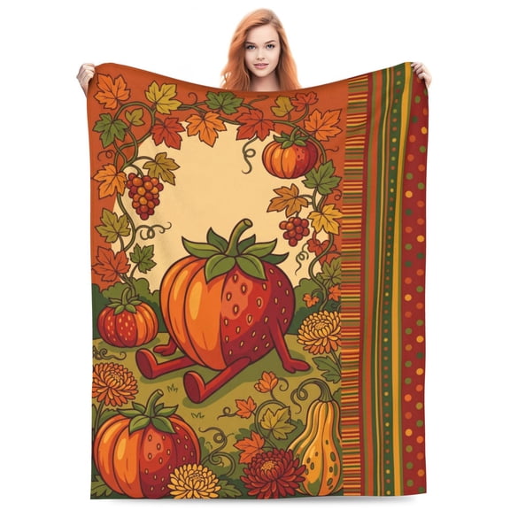 Strawberry Throw Blanket Gift,Ultra Soft Cozy Lightweight Blanket for Couch, Sofa, Bed, Bedroom Decor, Travel Camping Blanket 50"x40"