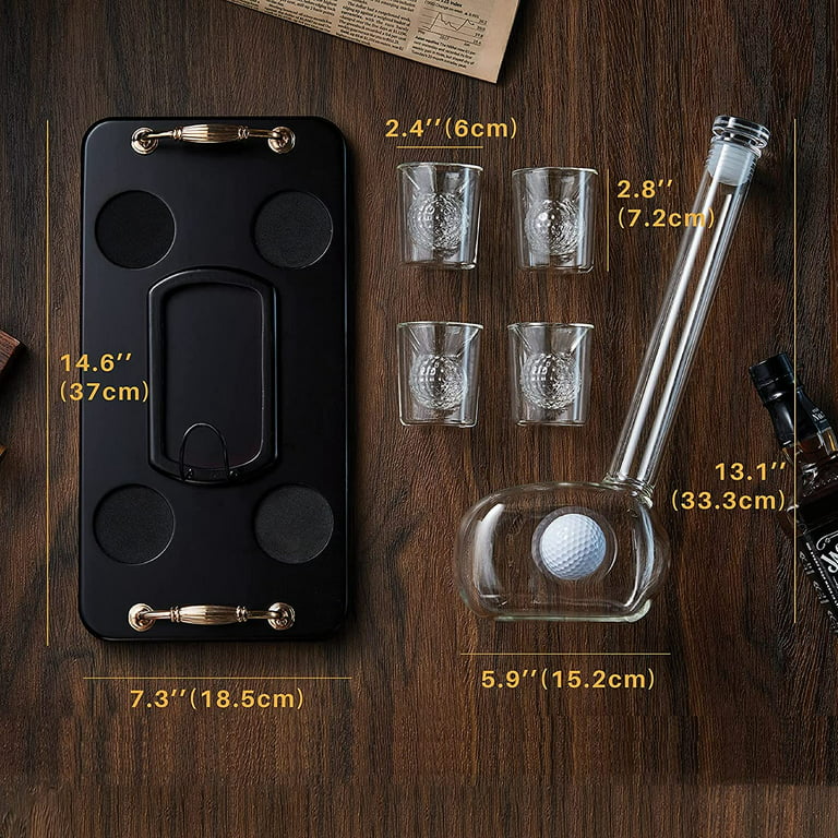 CRAFTGEN Golf Whiskey Tasting Glasses Bourbon Glasses Set of 4 with Flight Board