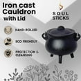 thumbnail image 5 of SOUL STICKS Reusable 6 Cast Iron Cauldron with Lid and Hanging Handle for Spell Casting, Smudging, Ritual & Blessings Pot Belly Witchcraft (Triple Moon), 5 of 13
