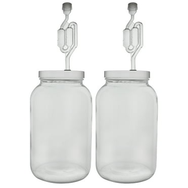 One Gallon Wide Mouth Jar with Lid and Twin Bubble Airlock-Set of 2