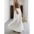 thumbnail image 4 of White Solid Color Flowing Maxi Skirt Casual Bohemian Summer, 4 of 5