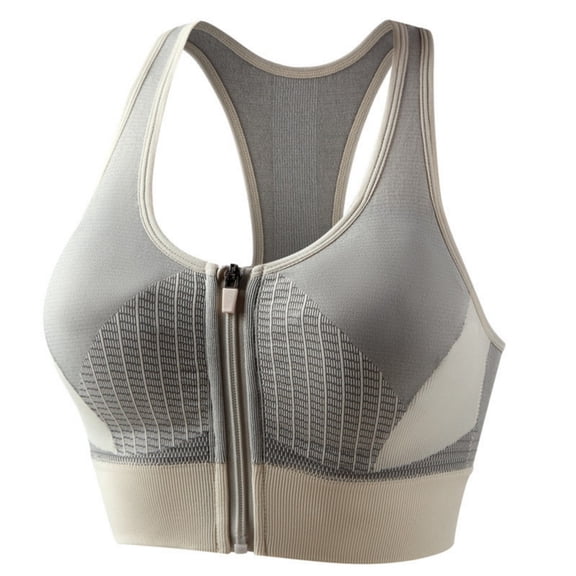 AJZIOJIRO Zip Front Post-Surgery Bra Women's Wireless Sports Bras Padded Strappy Medium Support Yoga Exercise Athletic Bras S-XL