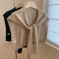 thumbnail image 5 of Wool Blend Knit Shawl Wrap, Office Scarf with Collar, Elegant Women's Shoulder Cape,100*50cm,gray, 5 of 23