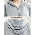 thumbnail image 4 of Robes for Women, LOFIR Womens Hooded Plush Robe Zip up Front Long Fleece Bathobe for Women with Pocket, House Coat Moomoo Nightgowns Loungewear Sleepwear for Elderly Women Gift,  (S/M, Light Gray), 4 of 7