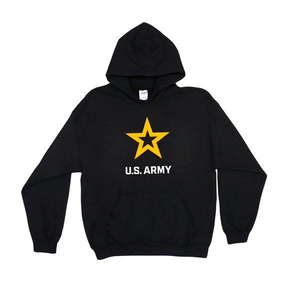 Pullover/hooded Black Sweatshirt- Army Star Small