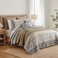 thumbnail image 6 of Levtex Home - Lirelle Quilt Set - King Quilt and Two King Shams - Bordered Floral - Grey Tan White and Charcoal - Quilt (106x92in.) and Shams (20x36in.) - Reversible - Cotton, 6 of 7