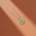 thumbnail image 3 of Collar con colgante de Halo de Peridoto JeenMata 1,25 quilates en baño de oro blanco para adultos y mujeres, 3 of 5